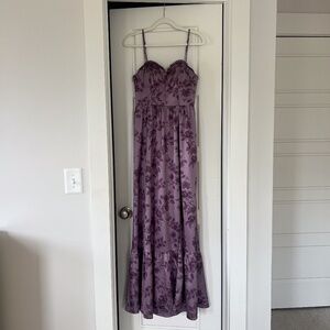 Revelry Valentina Stain Floral Print Dress Lilac Bouquet